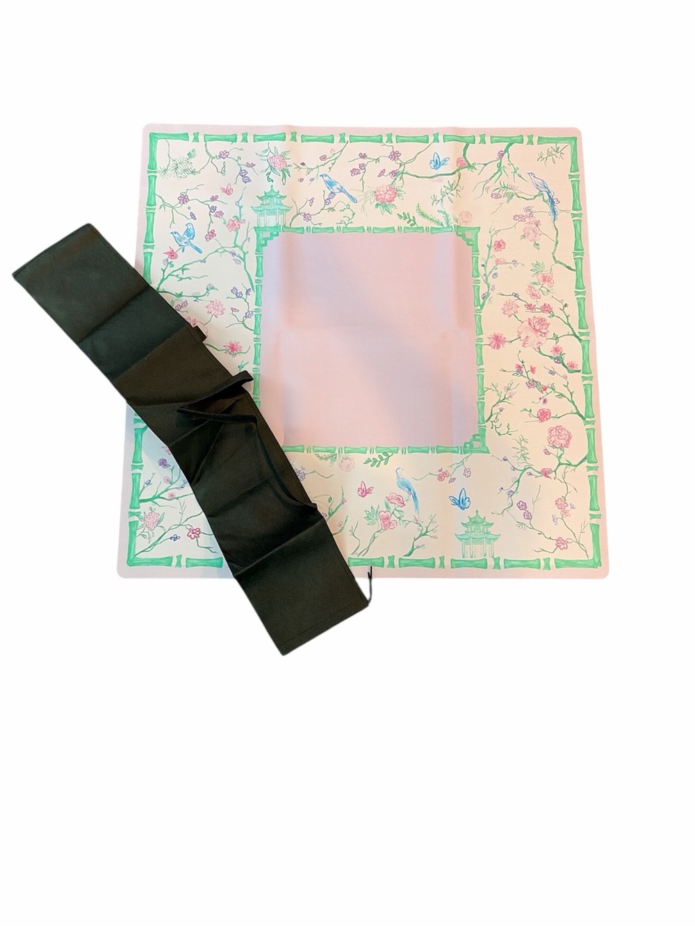 Mahjong Game Mat Neoprene Purple Birds Bamboo Flowers - Picture 3 of 3